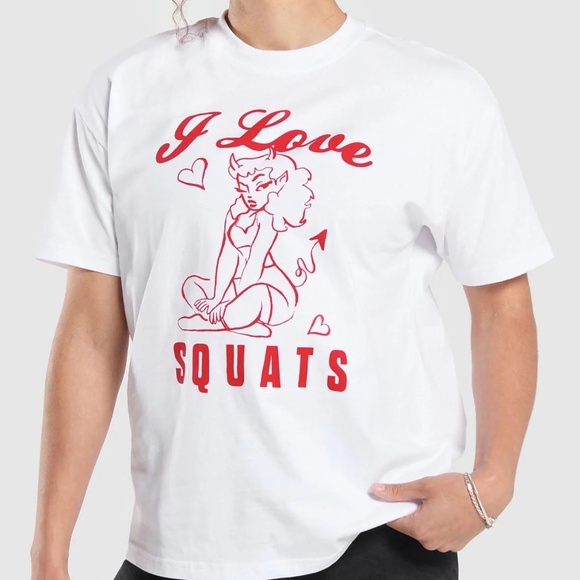 NEW Gymshark I Love Squats Graphic Oversized XXL Graphic T Shirt - Picture 1 of 5